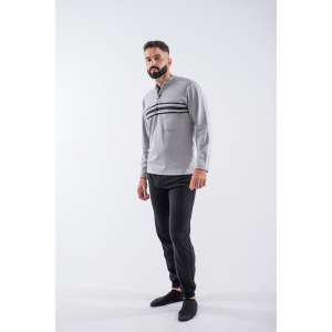 Γκρι Ριγέ Ανδρική Χειμερινή Πιτζάμα