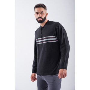 Μαύρη Ριγέ Ανδρική Χειμερινή Πιτζάμα