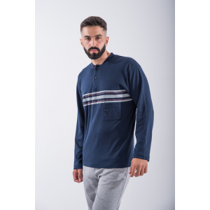 Μπλε Ριγέ Ανδρική Χειμερινή Πιτζάμα