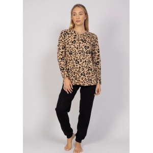Γυναικεία Πιτζάμα Χειμερινή Leopar Hearts