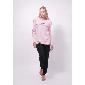 Γυναικεία Πιτζάμα Μακρυμάνικη Pink With Leo