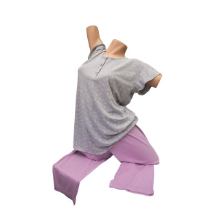 Γκρι Καλοκαιρινή Πιτζάμα Γυναικεία με Λουλούδια