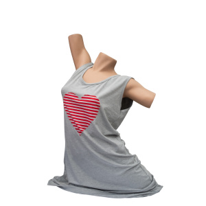 Γκρι Καλοκαιρινή Νυχτικιά Γυναικεία με Καρδιά